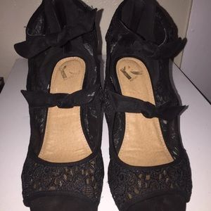 Black lace heels